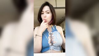 Lips - playful and titties drop