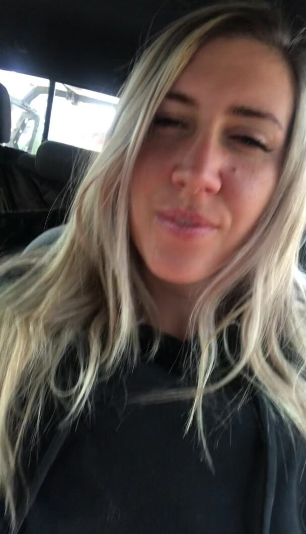 Dropping my perky tits out while sitting in my car gets me horny