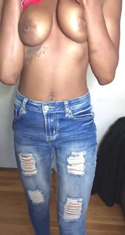Flashing my ebony tits and ass