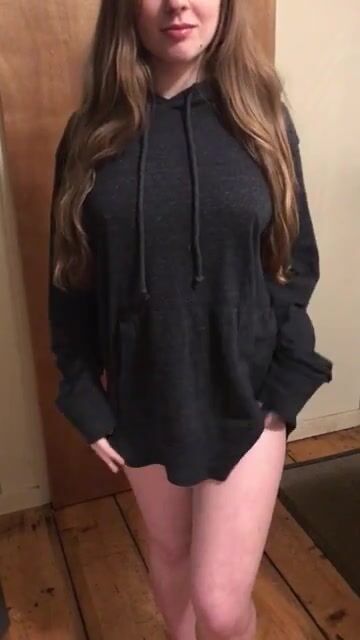 Whatever could be under this baggy sweatshirt?