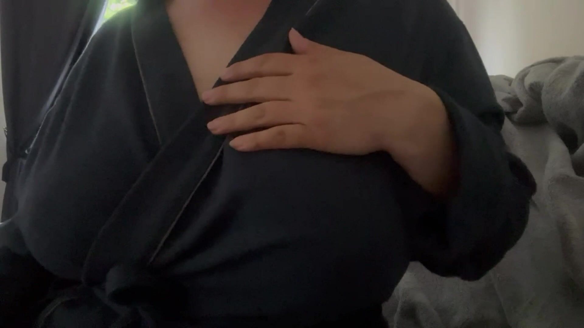 Oh God, my huge boobs fell out from my robe and revealed my nipples!