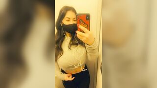 I got to do my favorite thing today... Flash my giant tits in the airplane bathroom for you!! With bonus ass