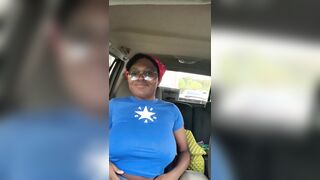 Titty drop while waiting in the car hehe