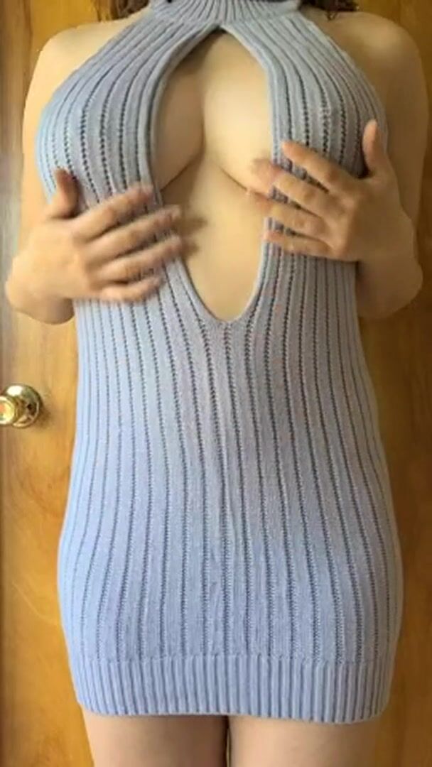 Titty drop from neckline of a dress