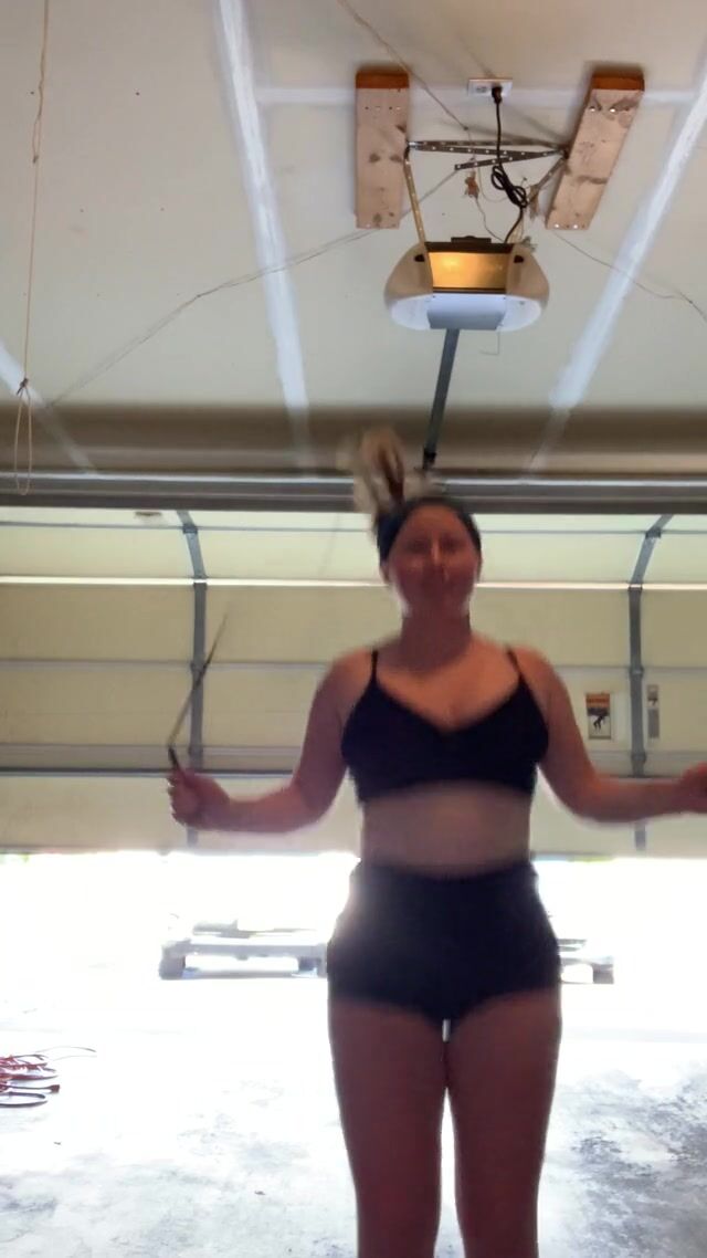 Topless jump roping