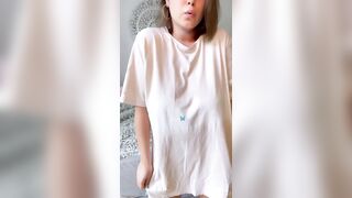 Haven’t post a titty drop in a while , hope you enjoy it ☺️ I tried to hide my big tits under this oversize shirt ????