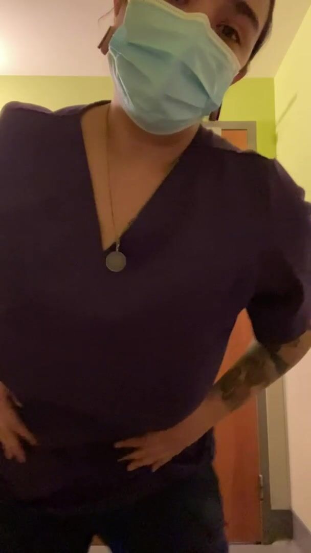 Scrub top titty drop!