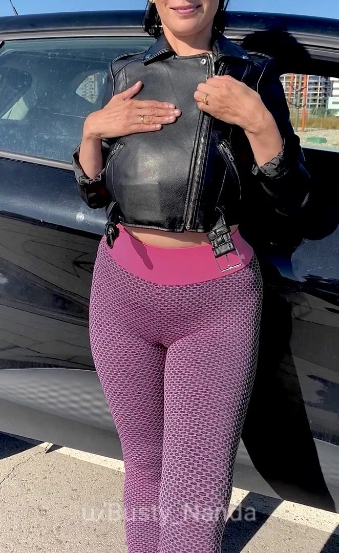 Mommy doing titty drop outdoors...