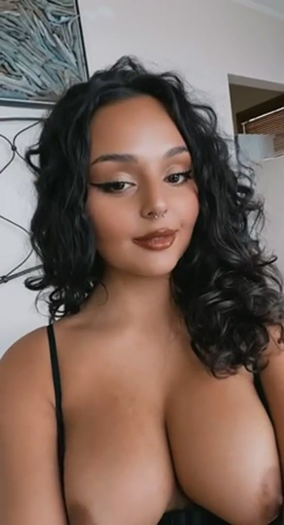 Mixed busty teen revealing her natural DDs