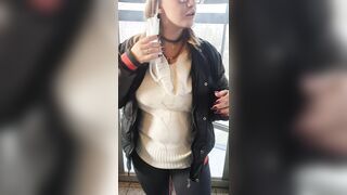 You're riding in an elevator with some girl and all of a sudden... hey hop "titty drop" ...heh