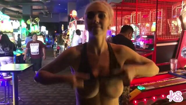 Hot Girl with Big Tits Public Flashing