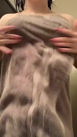 After shower towel reveal!