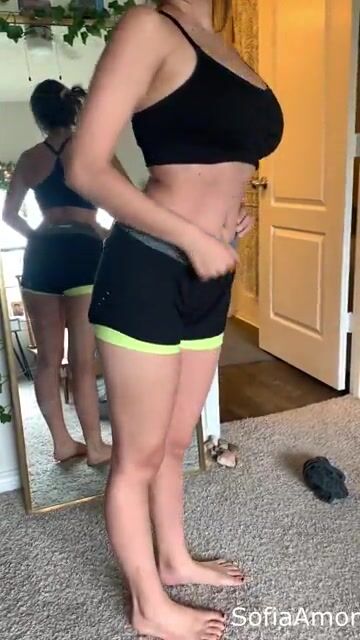 Nothing better than freeing my tits after a workout