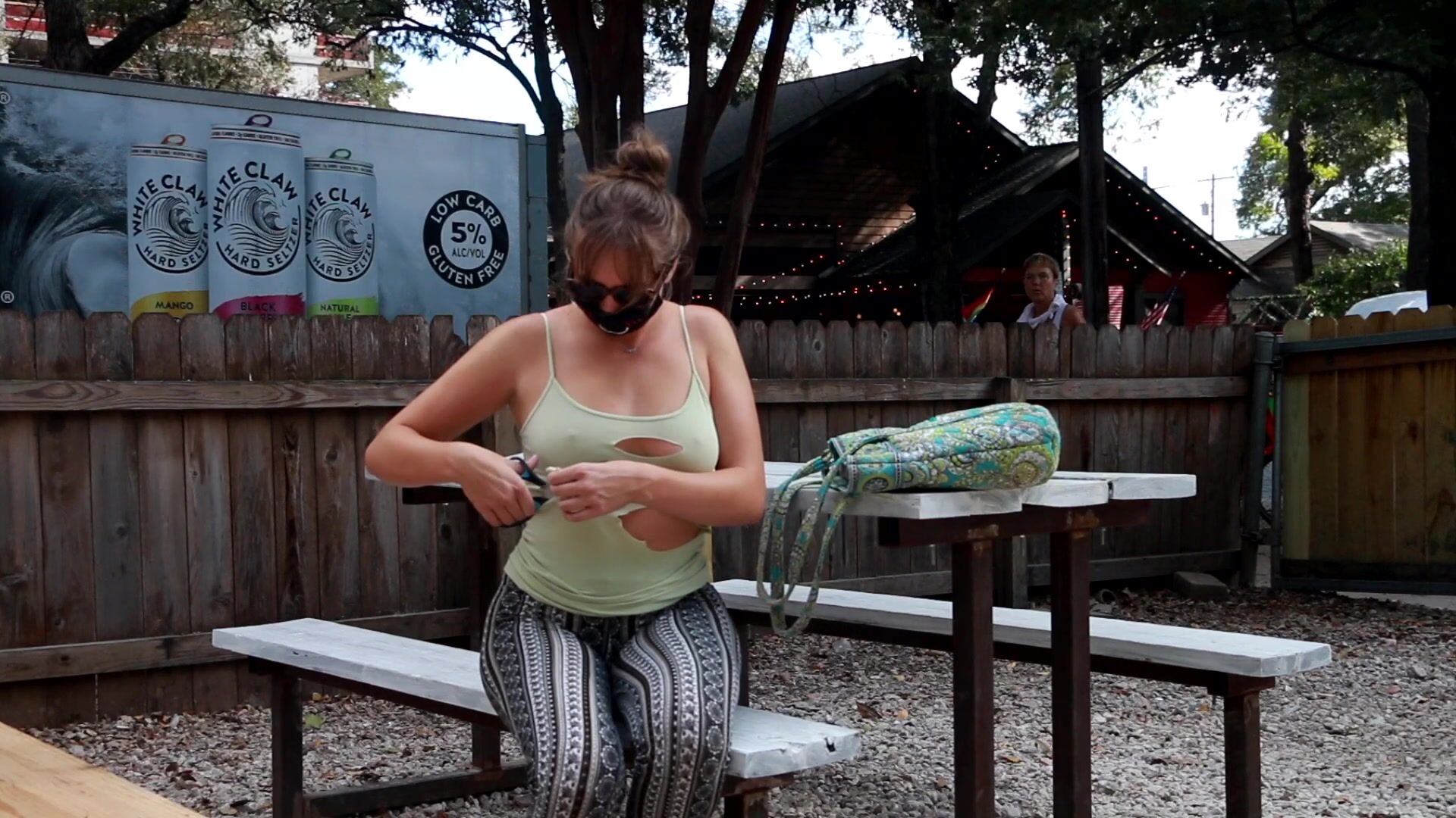 A very unique type of titty reveal haha. I cut my shirt off in public!!