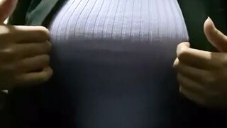 A secret titty drop when everyone walks out of the room. I love being braless at work!