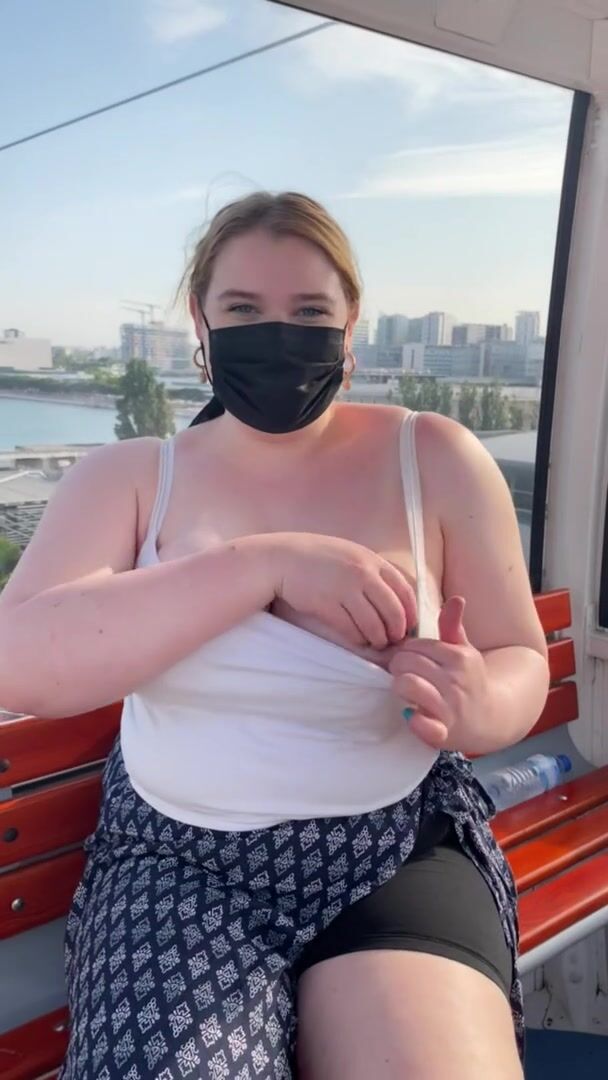 A quick titty flash in a cable car for you