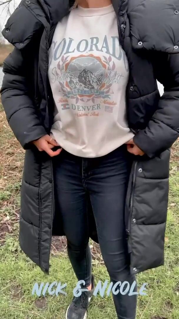 Celebrating 10K steps with a risky reveal of my natural tits