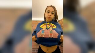 Titty Drop: Huge Naturals Dropping Out Of Cool Hoodie #2