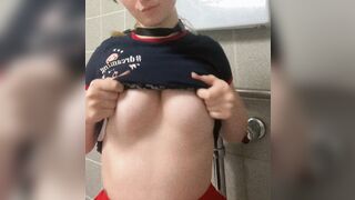 Titty Drop: [Flash]ing with my tits at work makes me feel like the slut that I am hehe???? #3