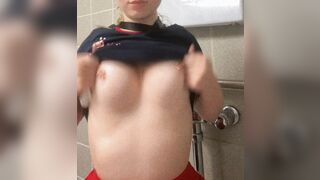 Titty Drop: [Flash]ing with my tits at work makes me feel like the slut that I am hehe???? #4