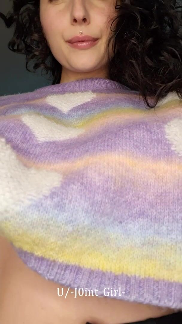Warm sweater and hot boobs