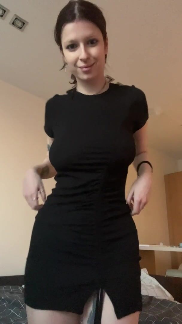 ... My big boobs are coming out of a black dress